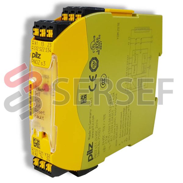 RELEVADOR DE SEGURIDAD MODELO PNOZ S3 2N/O 24 VDC 751103 MARCA PILZ ...